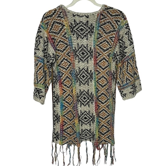 Baciano By Bacci Colorful Aztec Fringe Knit Sweater - Picture 3 of 12